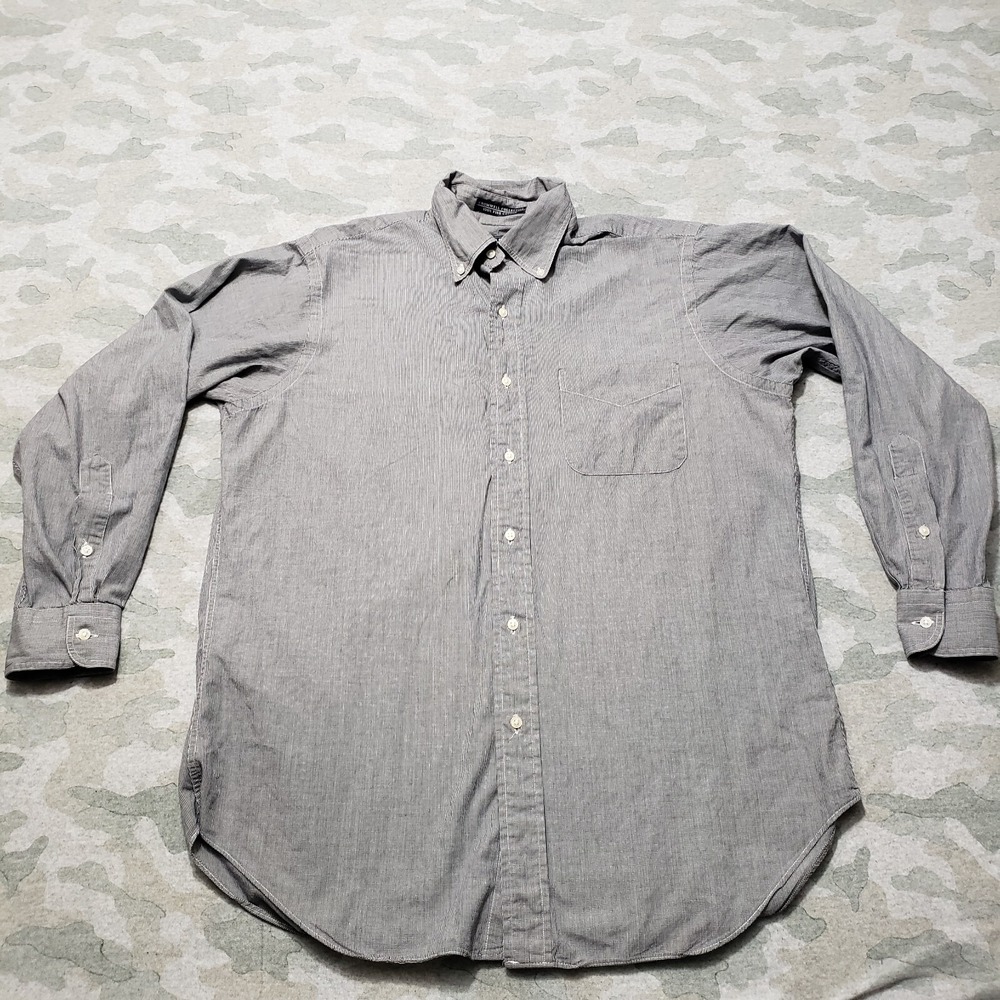 Thomas Bros Shirt Mens 15 1/2x32‎ Gray Pockets Long Sleeve Button-Up